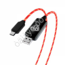 USB кабель Type-C, 1м, 2.4А, Быстрая зарядка, LED подсветка оранжевая, Конек BY