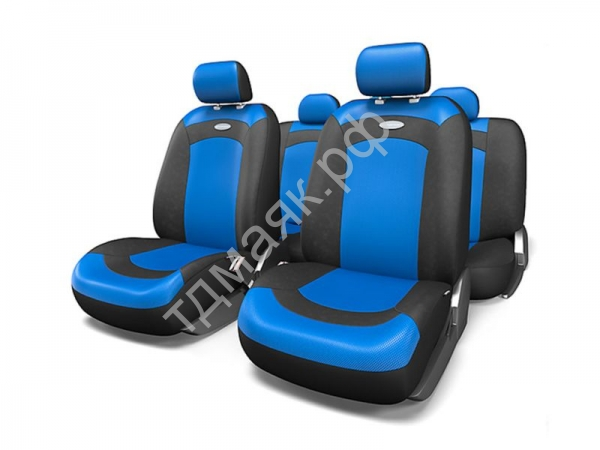 Чехлы на сиденья "AUTOPROFI" , 8пр. EXTREME XTR-803 BLACK/BLUE велюр сетка