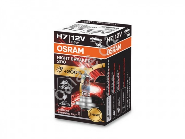 Лампа Osram H7 12V55W+200%  NIGHT BREAKER 200
