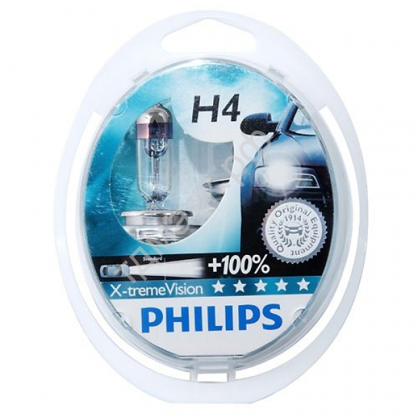 Лампа PHILIPS  H4 12V60/55W+100%  Х-TREME VISION