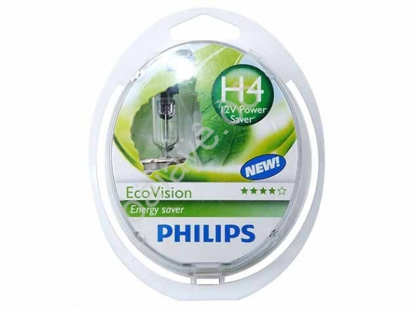 Лампа PHILIPS  H4 12V60/55W  P43t ЕСО VISION (2шт.)