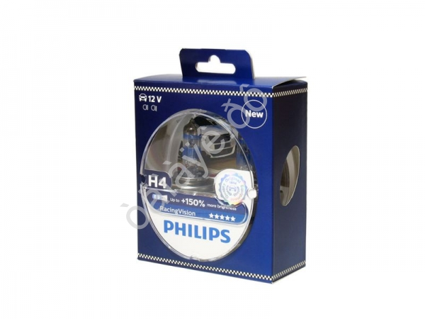 Лампа PHILIPS  H4 12V60/55W+150% P43t  RACING VISION