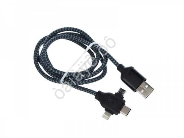 USB кабель для зарядки 3в1, Lightning, Micro USB, Type-C, 1м, 2А, FORZA /1/10/200