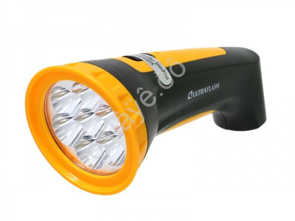 Фонарь аккум 220В, черный/желтый, 7 LED, 2 режима, SLA, пластик Ultraflash LED3807M