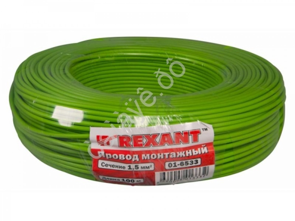 Провод  одинарный (1,5) REXANT зеленый (100м) 1/6