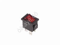 Выключатель клавишный 250V 6А (4с) ON-OFF красный с подсветкой Mini (RWB-207, SC-768) REXANT