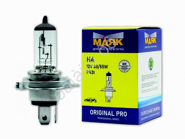 Лампа МАЯК ORIGINAL PRO H4 12V60/55W P43t/10