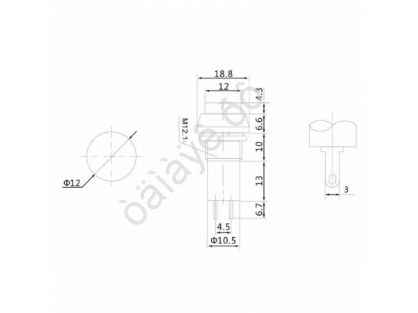 Кнопка 250v 1A(2c) ON-(OFF) без фиксации зелёная/10 Кнопка 250v 1A(2c) ON-(OFF) без фиксации зелёная/10