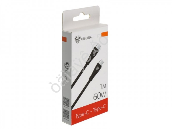 Кабель Type C-Type C BY Nylon Pro, 60Вт, 1 м, 5A, нейлон, черный