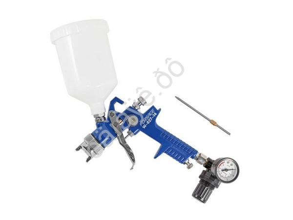 Краскораспылитель с верхним пластиковым бачком,регулятором давления и доп.-ой дюзой (600мл,1.4/1.7мм Forsage