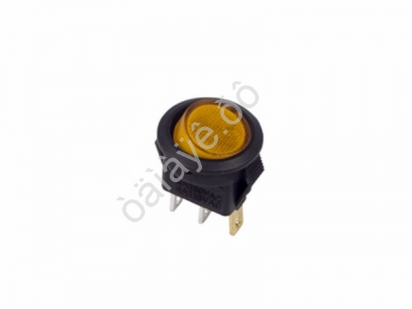 Выключатель клавишный круглый 250V 3А (3с) ON-OFF желтый с подсветкой Micro (RWB-106, SC-214) REXANT