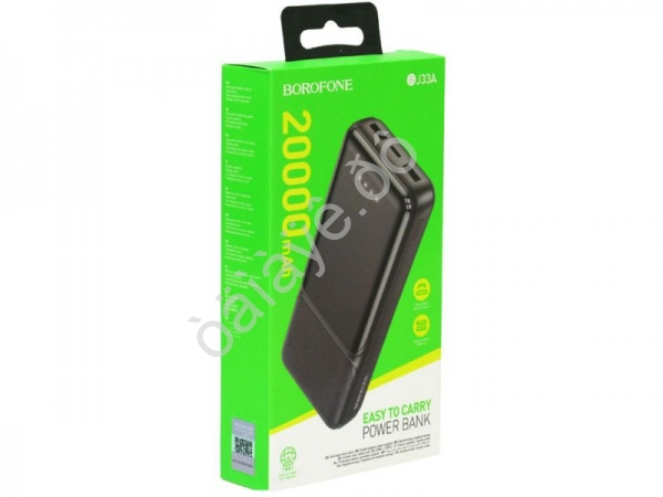 Портативное зарядное устройство 20000Ah 2USB2.0, цифровой дисплей, черный BOROFONE BJ33A Borofone