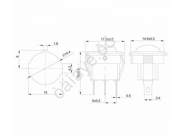 Выключатель клавишный круглый 250V 3А (3с) ON-OFF зеленый с подсветкой Micro (RWB-106, SC-214) REXANT