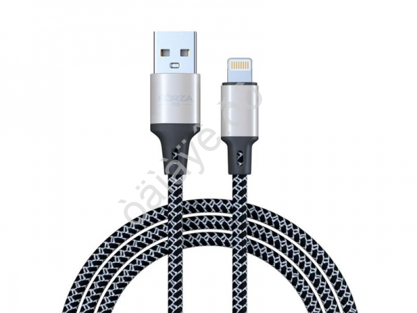 USB кабель Lightning 1м ткан. оплетка 2А, FORZA 1/12 USB кабель Lightning 1м ткан. оплетка 2А, FORZA 1/12