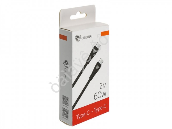 Дата-кабель Type C-Type C BY Nylon Pro, 60Вт, 2 м, 5A, нейлон, черный Дата-кабель Type C-Type C BY Nylon Pro, 60Вт, 2 м, 5A, нейлон, черный