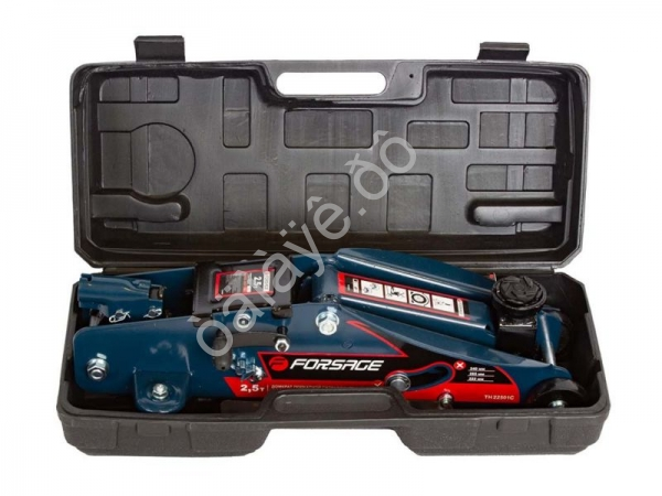 Домкрат подкатной  гидравлический 2,5т с фиксацией (h min 140мм, h max 387мм) в кейсе с резиновой