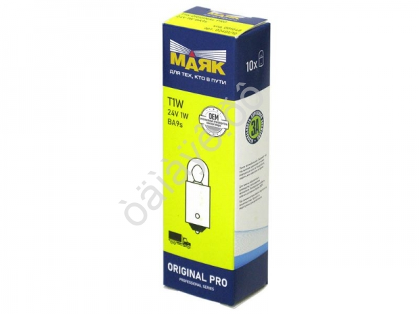 Лампа МАЯК ORIGINAL PRO T1W 24V 1W BA9s
