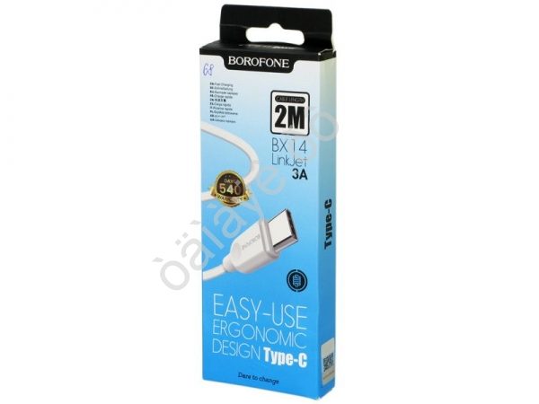 Дата-кабель универ. USB--Type-C 2м, 3А, белый BOROFONE BX14 Borofone Дата-кабель универ. USB--Type-C 2м, 3А, белый BOROFONE BX14 Borofone