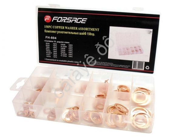 Шайбы медные уплотнительные, комплект 150пр. Forsage