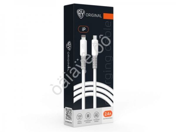 Дата-кабель Type-C-iP,1м, 2.4А, Быстрая зарядка PD, 22W, белый BY
