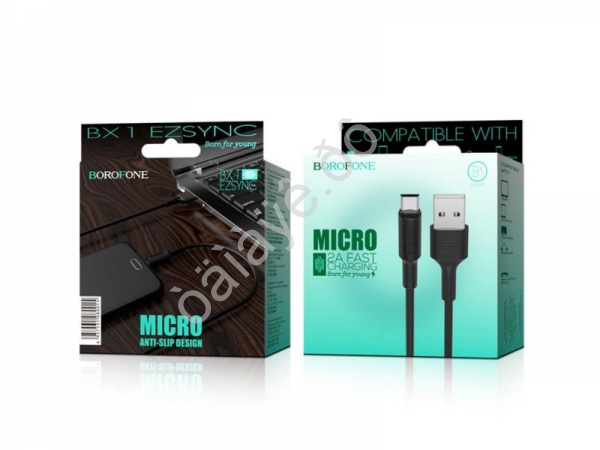 Дата-кабель универ. MicroUSB, 1м, 2А, Borofone белый BX1