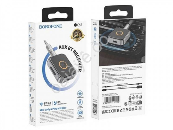 Адаптер-ресивер в магнитолу Bluetooth AUX , черный BOROFONE BC55