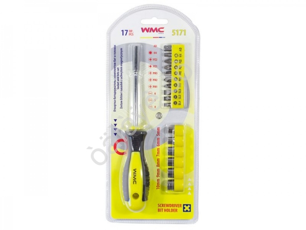 Отвертка-битодержатель с комплектом бит и головок 17пр.,в блистере WMC TOOLS Отвертка-битодержатель с комплектом бит и головок 17пр.,в блистере WMC TOOLS