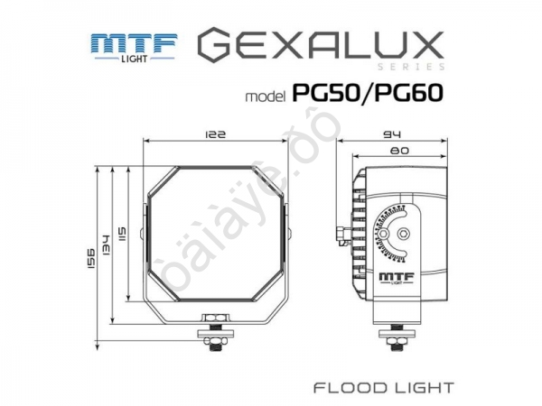 Прожектор светодиодный MTF Light серия GEXALUX 9-32В, 60ВТ, 6500К, 4500ЛМ, шт.