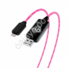 USB кабель Lightning, 1м, 2.4А, Быстрая зарядка, LED подсветка розовая, Заря BY