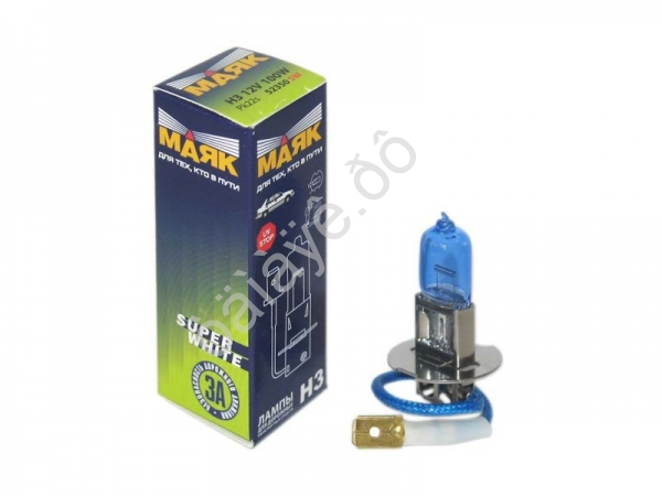 Лампа МАЯК H3 12V 100W Pk22s SUРER WHITE /10 Лампа МАЯК H3 12V 100W Pk22s SUРER WHITE /10
