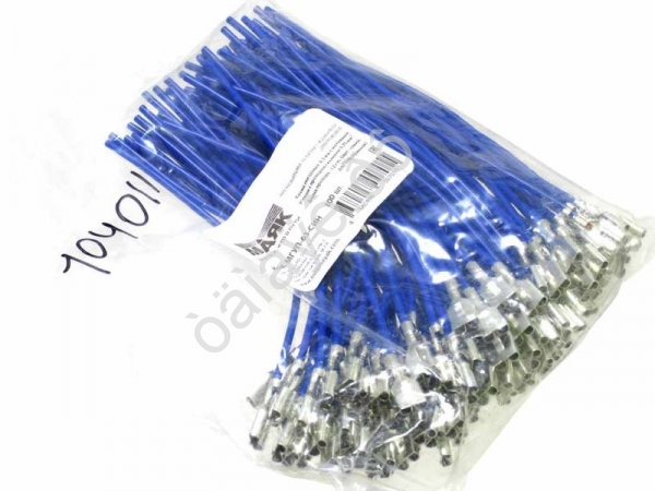 Клемма 6,3 мм, с монтажным усиком, с син. пр. сеч. 0,75мм² дл. 12см. (МАМА) МГУП-63-СИН латунь луженная (100шт)