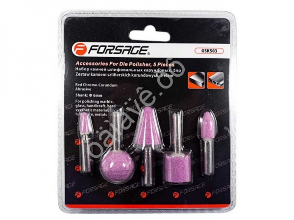 Камни абразивные (хвостовик 6мм), набор 5пр. Forsage Камни абразивные (хвостовик 6мм), набор 5пр. Forsage