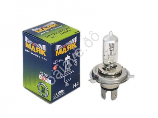 Лампа МАЯК H4 12V60/55W P43t SUPER LIGHT+30%  (мин.уп.10шт) 10/400