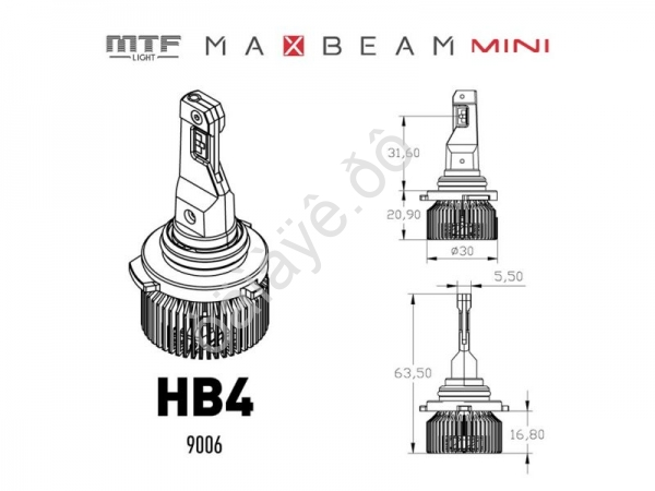 Светодиодные лампы MTF Light, серия MaxBeam Mini, HB4(9006), 12V, 45W, 4500lm, 6000K, кулер, к-кт.