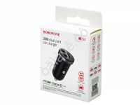 АЗУ в прикуриватель  1хUSB3.0 + 1 PD Type-C Quick Charger, черный BOROFONE BZ22 (98шт в уп) Borofone