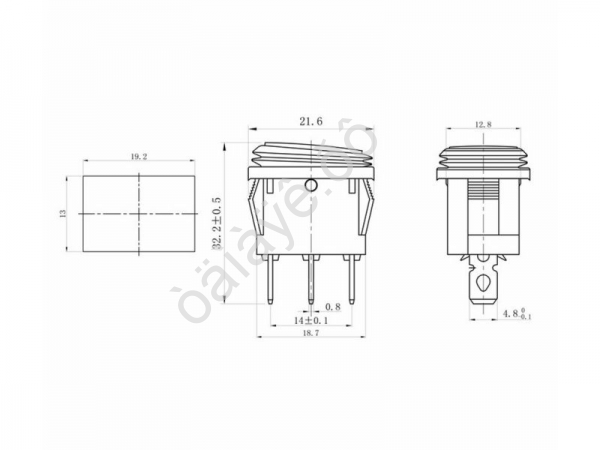 Выключатель клавишный 250V 6А (3с) ON-OFF синий  с подсветкой  Mini ВЛАГОЗАЩИТА REXANT