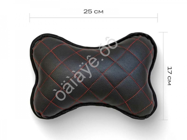 Подушка в авто из эко-кожи, цвет черный/красный (2шт)