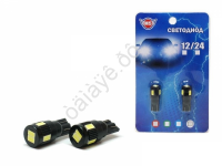 Светодиод Т10 -  6SMD 5630 белый (блистер, 2 шт.) 1/1000_