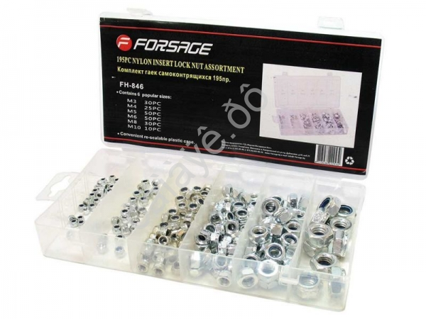 Гайки самоконтрящиеся, (М3, М4, М5, М6, М8, М10) 195пр. Forsage