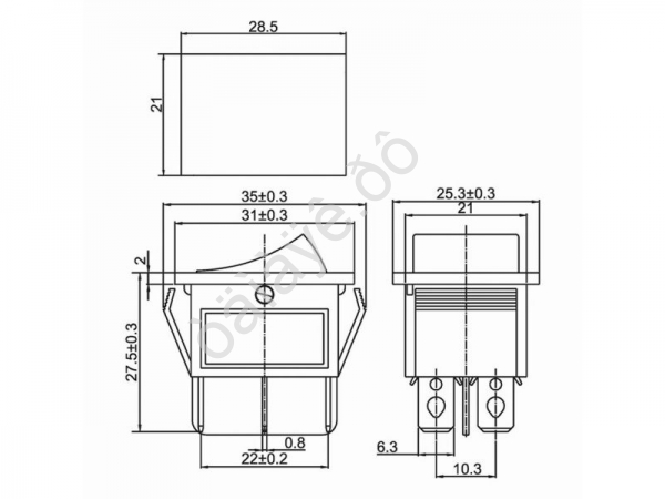 Переключатель клавишный 250V 15А (6с) ON-ON синий с подсветкой (RWB-506, SC-767) REXANT