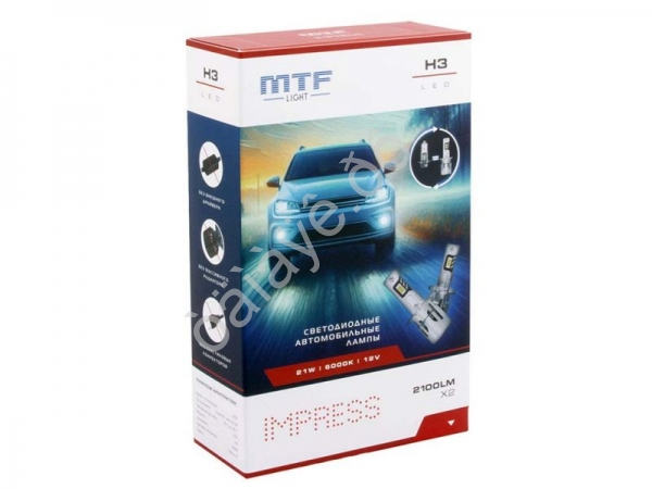 Светодиодные лампы MTF Light серия IMPRESS, H3, 12V, 21W, 2100LM, 6000K,(размер штатн. лампы), к-кт. Светодиодные лампы MTF Light серия IMPRESS, H3, 12V, 21W, 2100LM, 6000K,(размер штатн. лампы), к-кт.