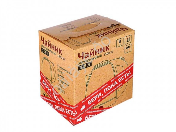 Чайник электрический 1,8л, 1500Вт, нерж. сталь, 220В LEBEN /1/18