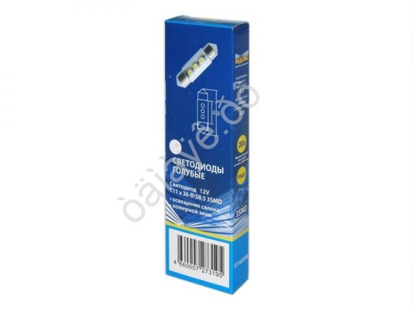 Светодиод 12V T11x36/38 S8,5 3SMD (3,5x2,8) BLUE "Маяк" /10 Светодиод 12V T11x36/38 S8,5 3SMD (3,5x2,8) BLUE "Маяк" /10