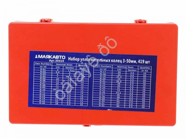 Набор уплотнительных колец 3-50мм, 419 шт (в кейсе) МАЯКАВТО™ 1/24/20_