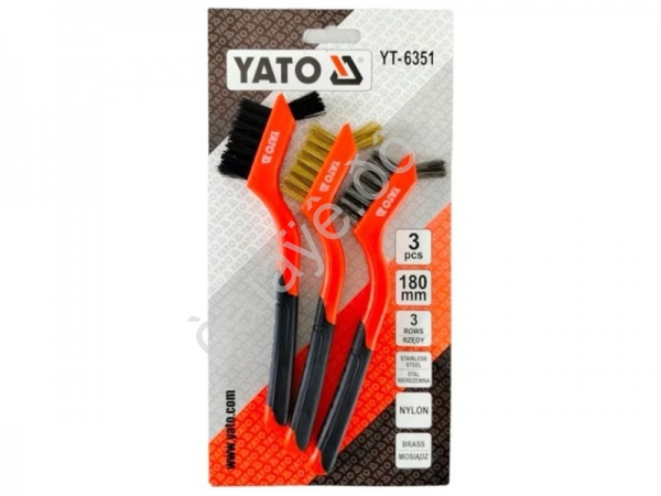 Набор металлических щеток 3 предмета 180мм с пластиковой ручкой YATO Набор металлических щеток 3 предмета 180мм с пластиковой ручкой YATO