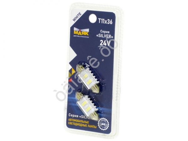 Светодиод 24V T11x36 4SMD(2835) SV8.5/8 WHITE SILVER SL20