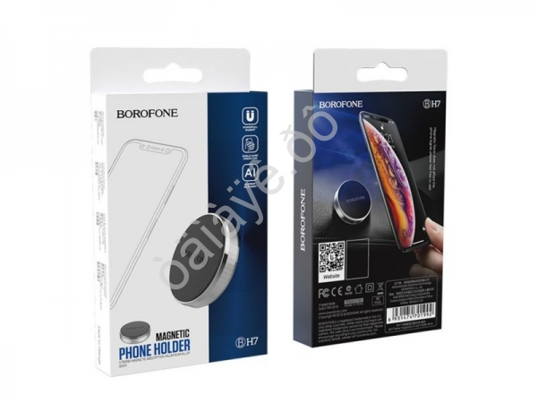 Держатель телефона магнитный на панель, круглый, черный Borofone BH7