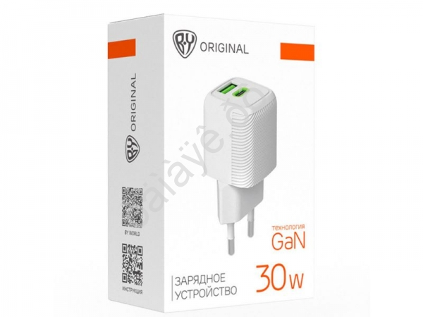 СЗУ BY MINI 30Вт GaN,USB-C, USB-A, QC,PD,PPS,110-240В,50-60Гц,пластик,белый СЗУ BY MINI 30Вт GaN,USB-C, USB-A, QC,PD,PPS,110-240В,50-60Гц,пластик,белый