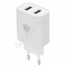 СЗУ 220В, BY Double 10Вт, 2xUSB, 2А, 5В,110-240В, 50-60Гц, пластик белый