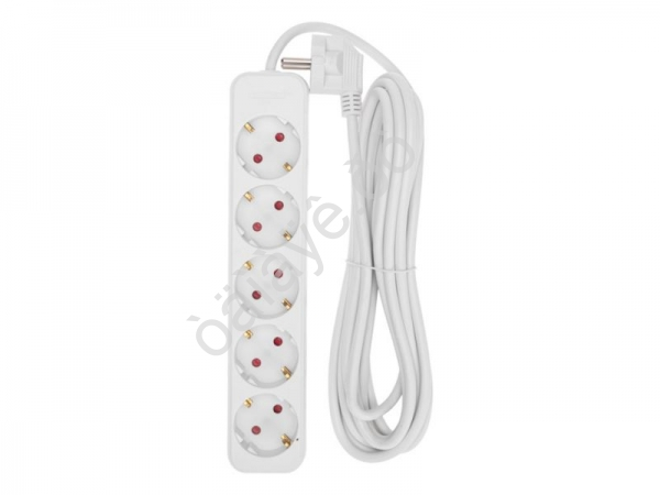 Удлинитель бытовой 5 гнезд, 5м, 3х1,0мм², с/з, белый REXANT Удлинитель бытовой 5 гнезд, 5м, 3х1,0мм², с/з, белый REXANT